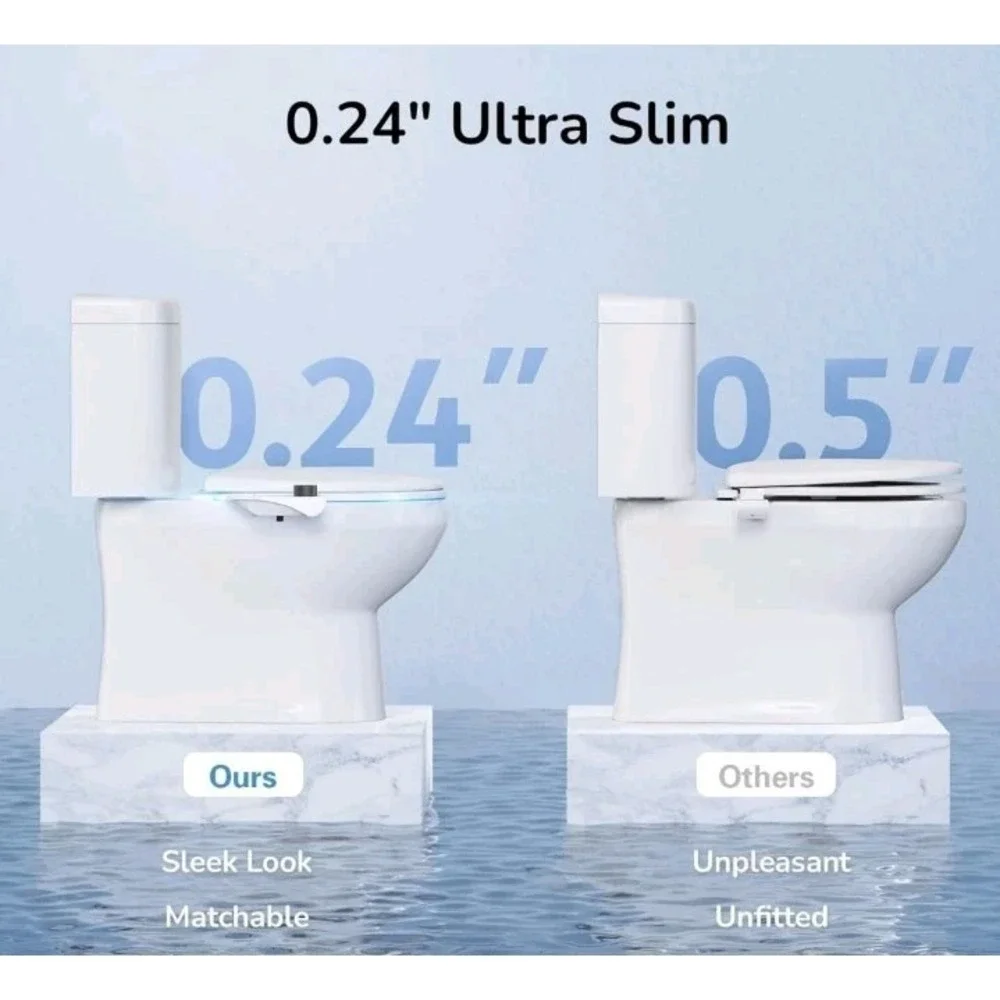 Bath & Bum Bidet, Ultra-Slim Bidet Attachment, Non-Electric Bidet Toilet Seat